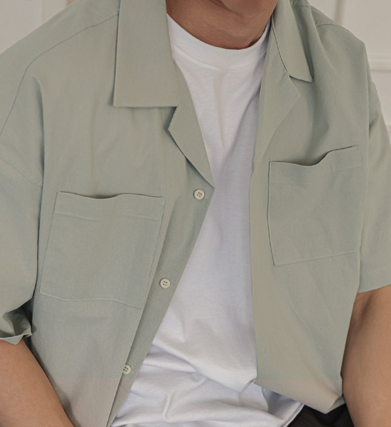 (XL-6XL)<br>오포치노 リネン半袖シャツ
