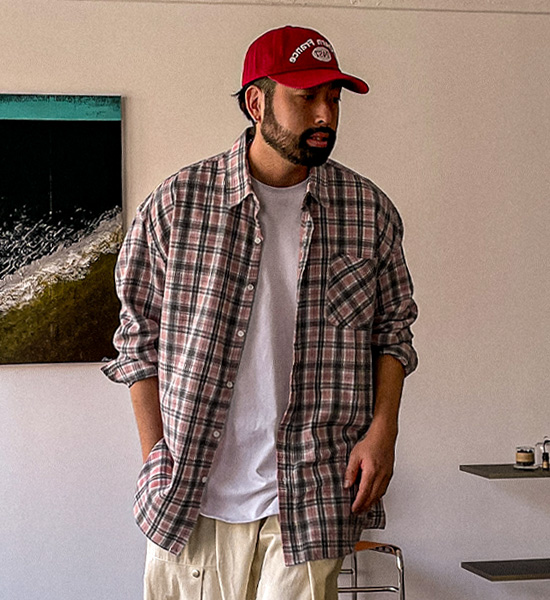 (L-5XL)<BR>다드린 チェック柄のシャツ N002