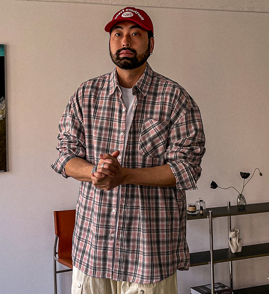 (L-5XL)<BR>다드린 チェック柄のシャツ N002