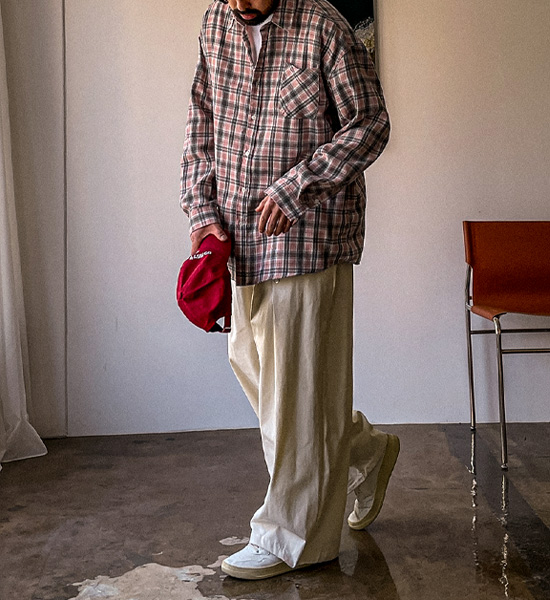 (L-5XL)<BR>다드린 チェック柄のシャツ N002