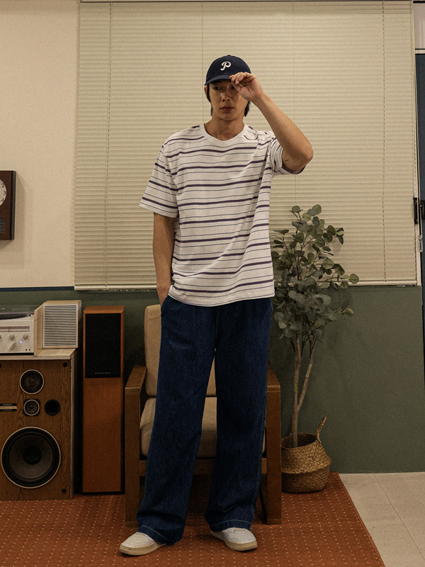 (XL-6XL)<BR>사토리나 縞模様 半そでティー 656