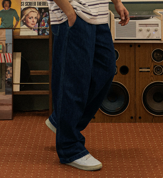 (M-5XL)<BR>파에트 セミワイドフィット デニムバンディングパンツ D579