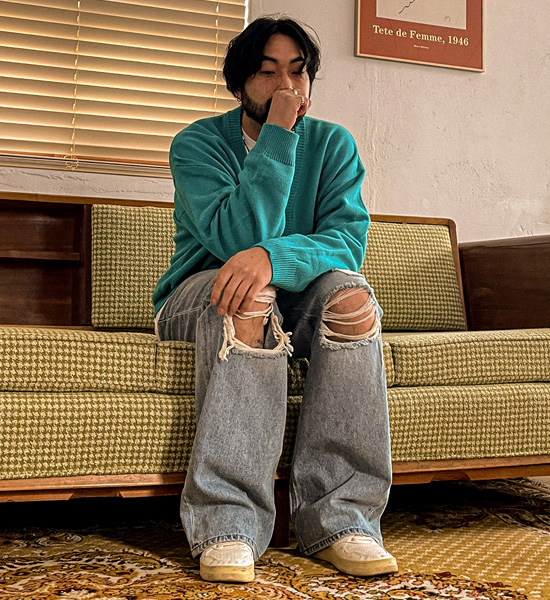 (S-5XL)<BR>알파하 セミワイドフィット デニムパンツ