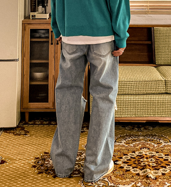 (S-5XL)<BR>알파하 セミワイドフィット デニムパンツ