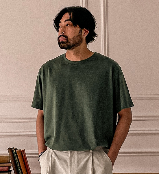 (M-6XL)<br>옹기종기 ラウンド半袖Tシャツ <br><font color="#098a09"><B>長さを選択 (基本的な,ロング+6cm)</B></font>