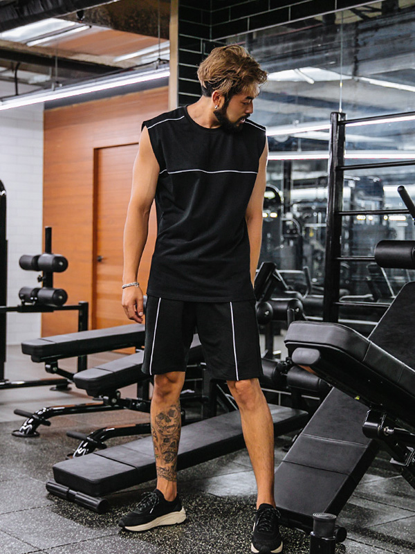 (L~5XL)<br>액트 ライン袖なしシャツ