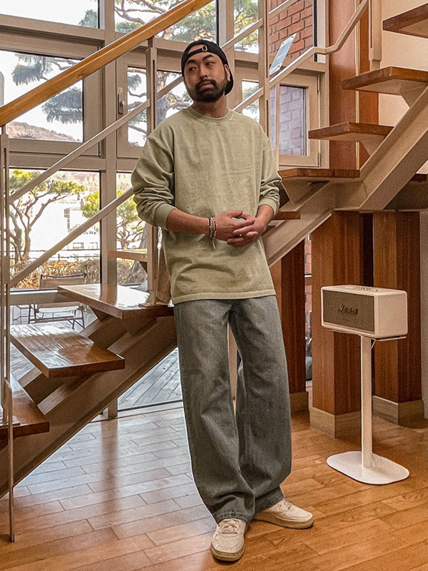 (XL-4XL)<BR>나프니 顔料 長袖Tシャツ