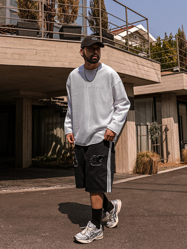 하이로니 メッシュ レイヤ 長袖Tシャツ