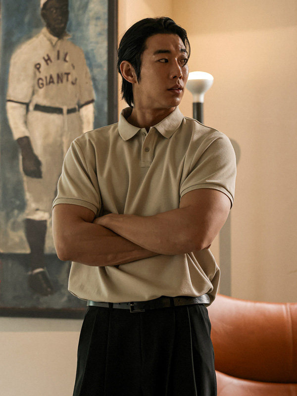 (L-5XL)<br>덴트러머 半袖襟Tシャツ