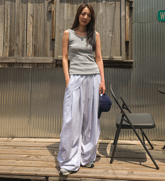 (M-5XL)<br>뉴 リブ袖なしシャツ