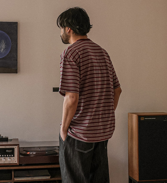 (XL-6XL)<BR>티온빌 縞模様 半そでティー