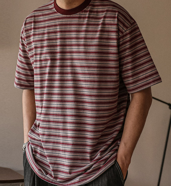 (XL-6XL)<BR>티온빌 縞模様 半そでティー