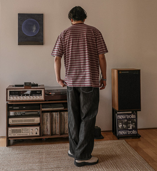 (XL-6XL)<BR>티온빌 縞模様 半そでティー