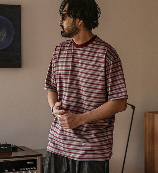 (XL-6XL)<BR>티온빌 縞模様 半そでティー