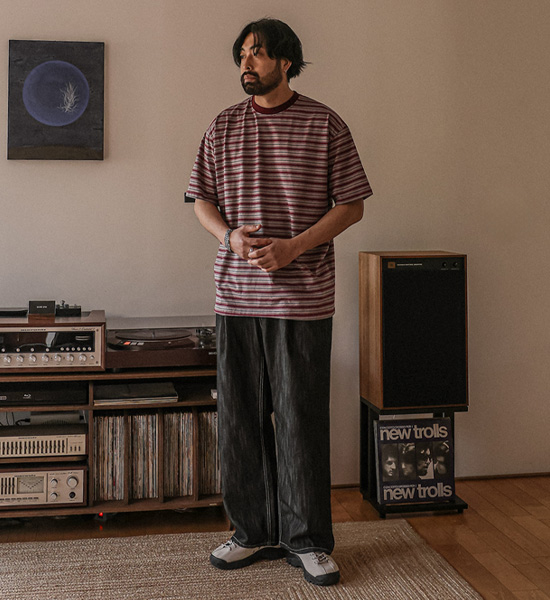 (XL-6XL)<BR>티온빌 縞模様 半そでティー