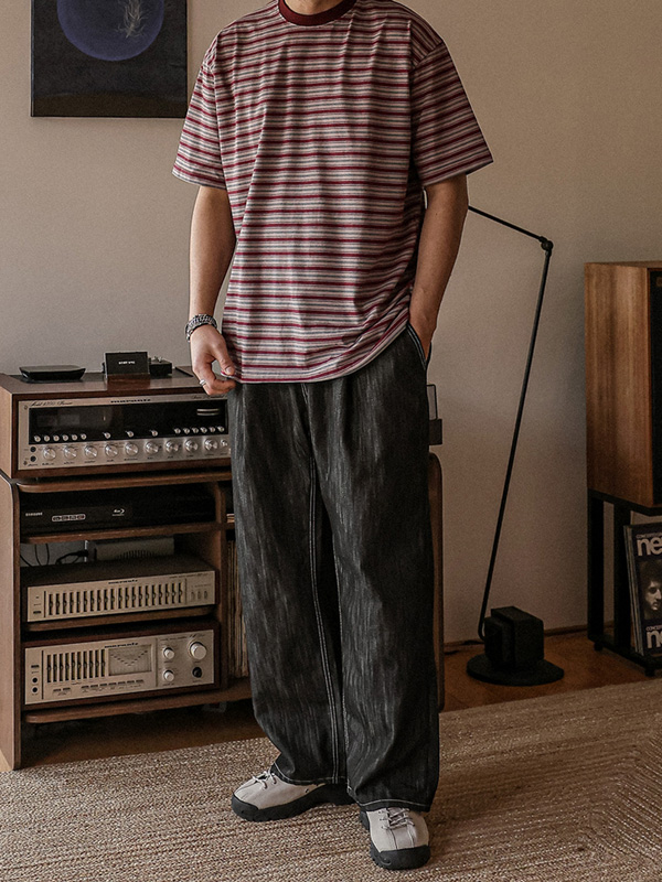 (XL-6XL)<BR>실리온 セミワイドフィット フェードなし ノンウォッシュジーンズ バンディングパンツ RA-1080