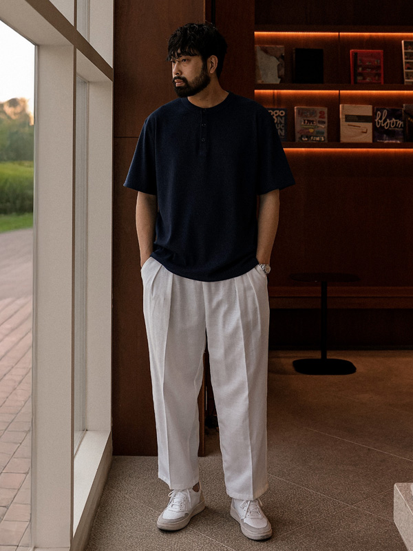 (L-5XL)<BR>노라티타 ヘンリーネック 半そでティー T019