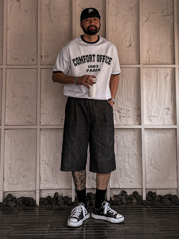 (L-5XL)<BR>푸기카 バミューダ デニムバンディングショートパンツ