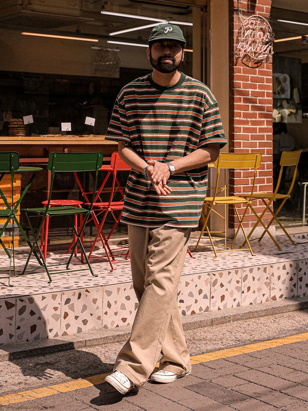 (XL-6XL)<br>모티키오 縞模様 半そでティー