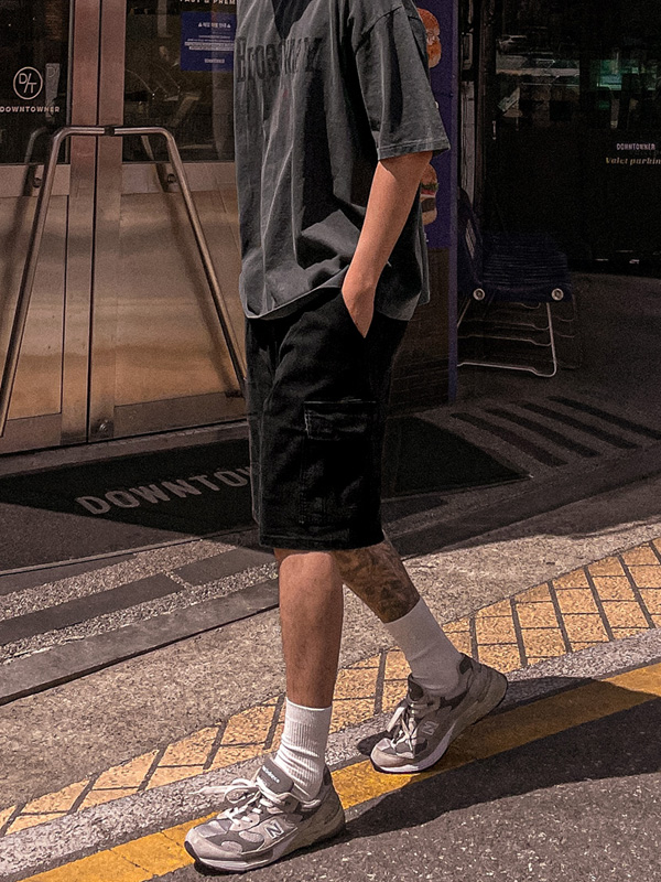 (XL-6XL)<BR>타바오트 カーゴデニム バンディング半ズボン