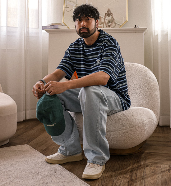 (L-5XL)<BR>바츠카시 縞模様 半そでティー