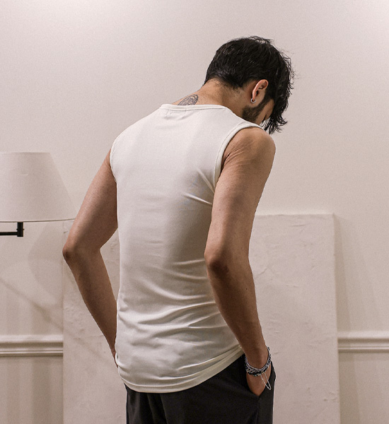 (L-5XL)<br>타노로니 リブ袖なしシャツ T023