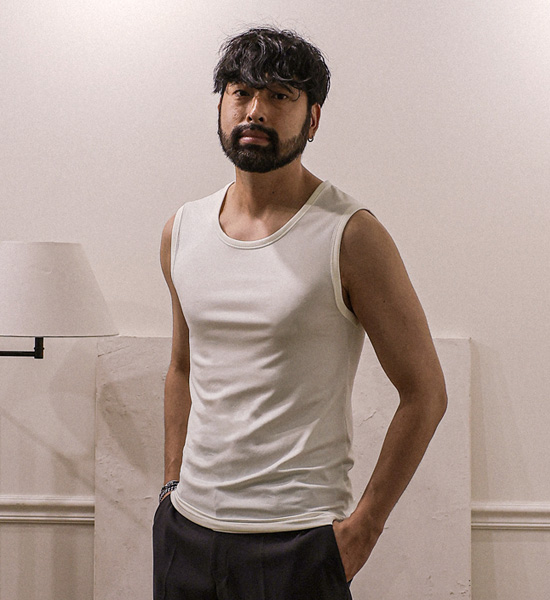 (L-5XL)<br>타노로니 リブ袖なしシャツ T023