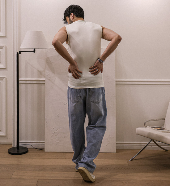 (L-5XL)<br>타노로니 リブ袖なしシャツ T023