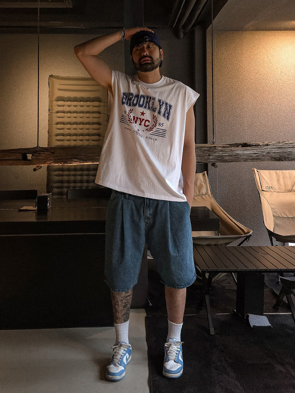 (XL-6XL)<br>투판도 バミューダ バックバンディング デニム半ズボン 46