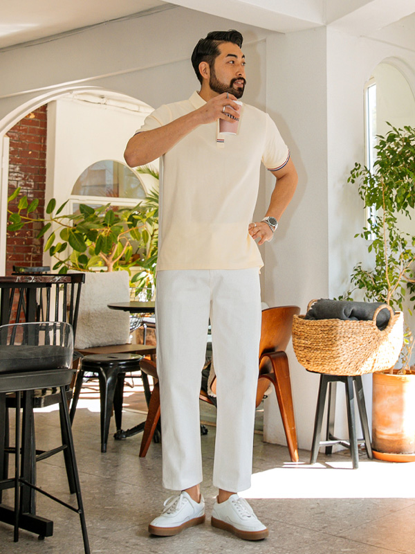 (L-6XL)<br>모닝커피 半袖襟Tシャツ