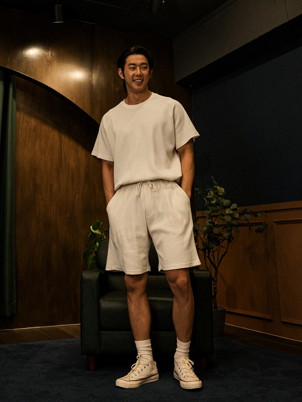 (XL-6XL)<br>바라우타 ワッフル半袖Tシャツ SET002-T+크리초마 ワッフルバンドのショートパンツ SET002-P