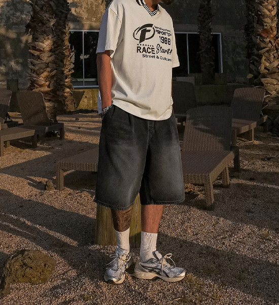 (XL-6XL)<br>크루노프 バミューダ デニムバンディングショートパンツ 40