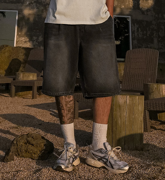 (XL-6XL)<br>크루노프 バミューダ デニムバンディングショートパンツ 40