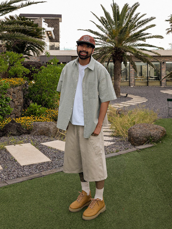 (XL-6XL)<br>하르마크 チェック半袖シャツ N013