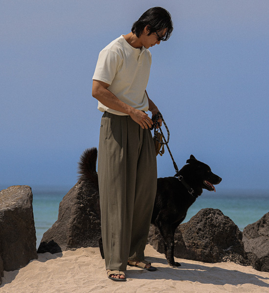 (L-5XL)<br>벨론 ヘンリーネック 半そでティー<br><font color="#fb5ec9"><B>[1+1]</B></font>