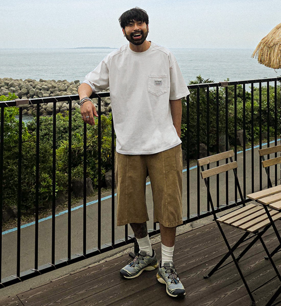 (L-5XL)<BR>루아코 顔料 切開半袖Tシャツ T016