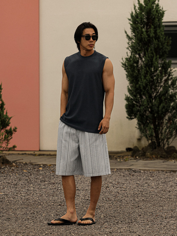 (L-5XL)<br>바울로 プリッツ 袖なし