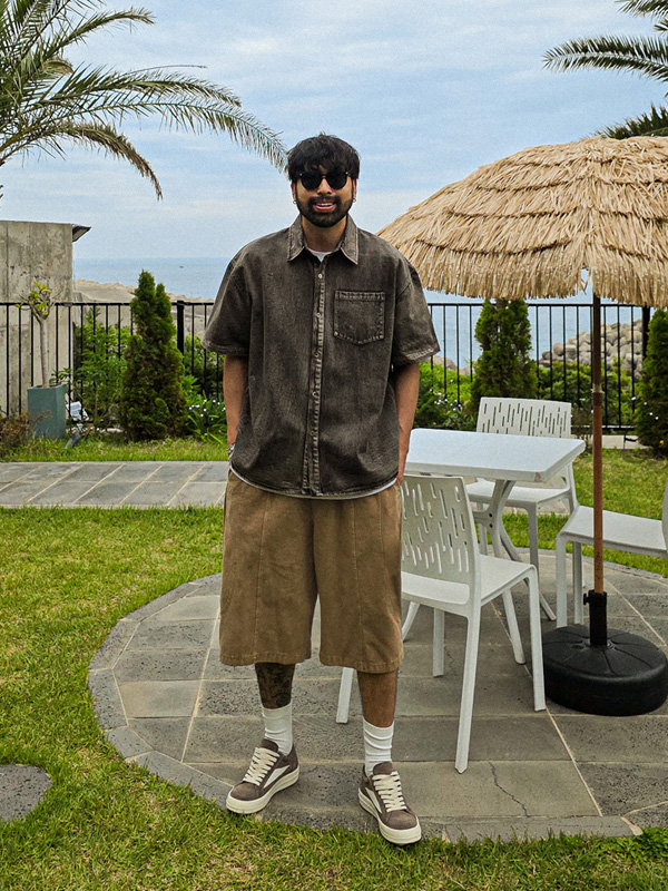 (XL-6XL)<BR>칸타냐 デニム半袖シャツ S25-17