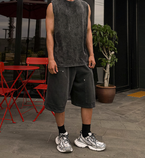 (XL-6XL)<br>그란하 顔料 バミューダ バンディング半ズボン P007