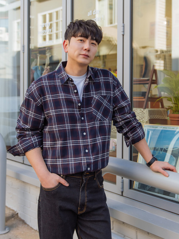 (L~5XL)<br>일년쯤 チェック柄のシャツ