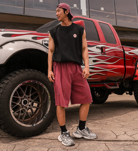 (XL-6XL)<BR>밀킨빌 顔料  バミューダ バンディング半ズボン