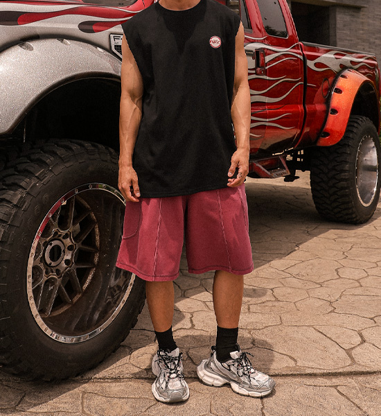 (XL-6XL)<BR>밀킨빌 顔料  バミューダ バンディング半ズボン