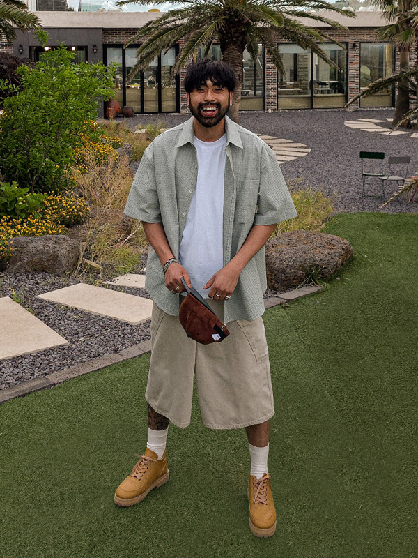 (S-5XL)<BR>그라소 バミューダ ハーフパン D584