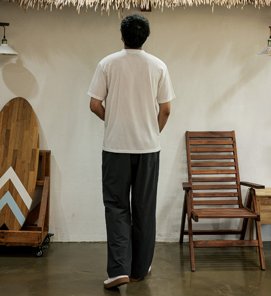 (L-4XL)<br>클린치 ヘンリーネック 半そでティー