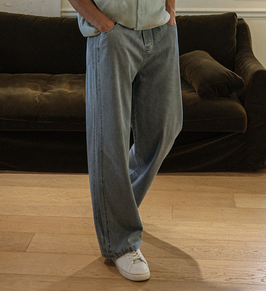 (XL-6XL)<BR>토르카만 セミワイドフィット デニムバンディングパンツ 9513