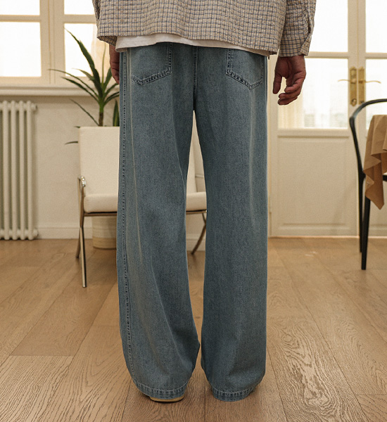 (XL-6XL)<BR>토르카만 セミワイドフィット デニムバンディングパンツ 9513