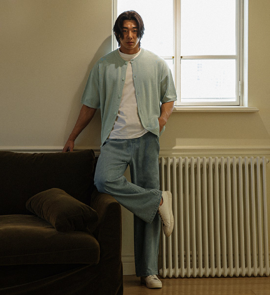 (XL-6XL)<BR>토르카만 セミワイドフィット デニムバンディングパンツ 9513