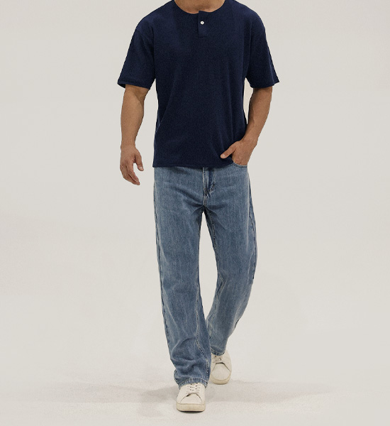 (L-5XL)<br>벨론 ヘンリーネック 半そでティー<br><font color="#fb5ec9"><B>[1+1]</B></font>