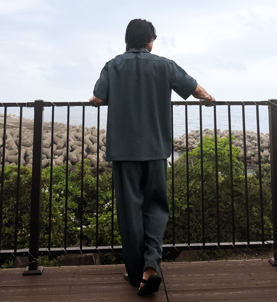 (XL-6XL)<BR>피온키 オープンカラー 半袖シャツ SET003-N+미슈키 セミワイドフィット 뒷밴딩팬츠 SET003-P