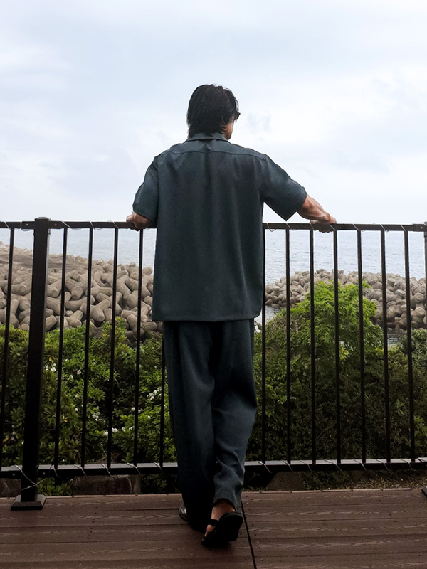 (XL-6XL)<BR>피온키 オープンカラー 半袖シャツ SET003-N+미슈키 セミワイドフィット 뒷밴딩팬츠 SET003-P